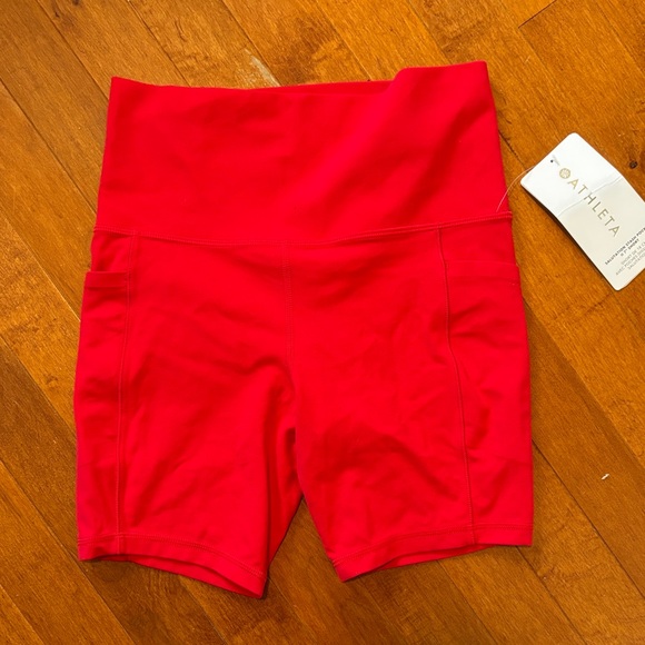 Athleta Pants - Athleta High-Waisted Red Biker Shorts